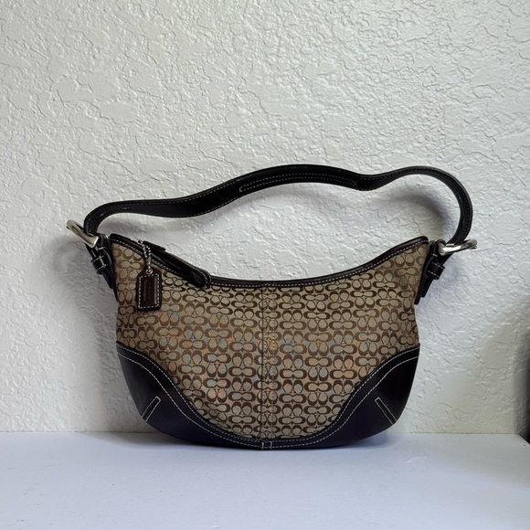Coach Y2K SoHo Hobo Signature Canvas Brown Small Hobo Shoulder Bag EUC